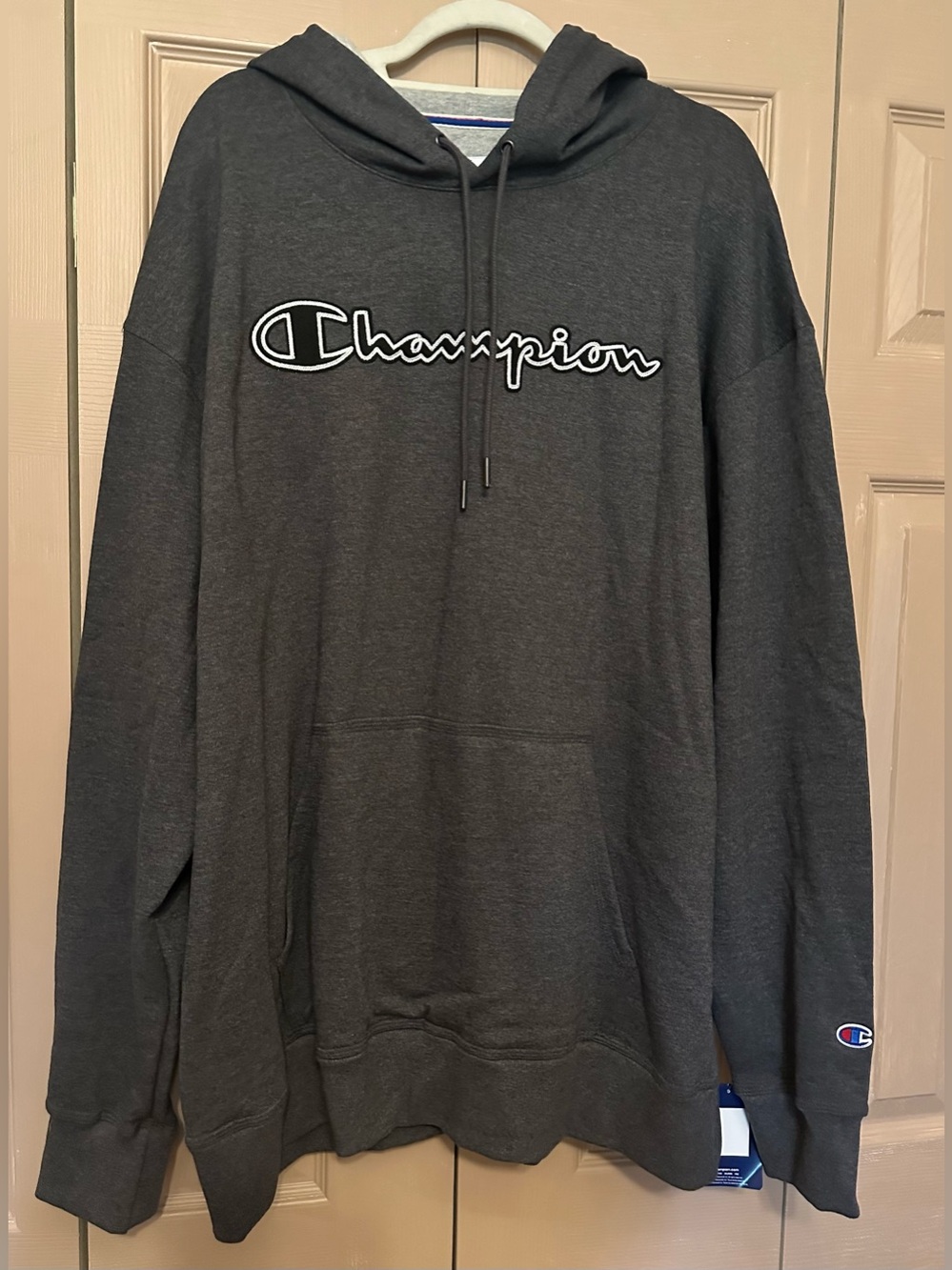 Champion Dark Gray Pullover Hoodie with Script Logo